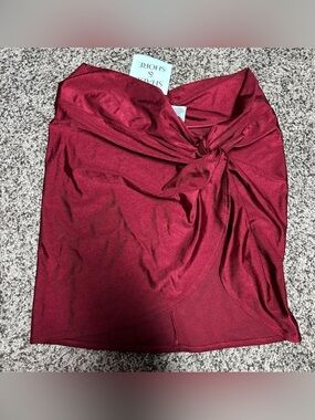 Shade & Shore Twist-Front Swim Coverup in Wine Red